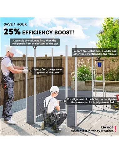 Outsunny 4.4ft x 6.2ft Aluminium Frame and Plastic Wall Shed, with Foundation - Grey