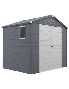 Outsunny 7.9ft x 6.2ft Aluminium Frame and Plastic Wall Shed, with Foundation - Grey