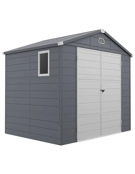 Outsunny 7.9ft x 6.2ft Aluminium Frame and Plastic Wall Shed, with Foundation - Grey