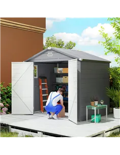 Outsunny 7.9ft x 6.2ft Aluminium Frame and Plastic Wall Shed, with Foundation - Grey 2