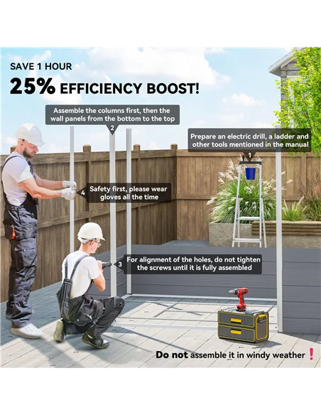 Outsunny 7.9ft x 6.2ft Aluminium Frame and Plastic Wall Shed, with Foundation - Grey