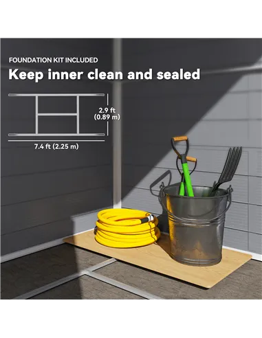 Outsunny 7.9ft x 6.2ft Aluminium Frame and Plastic Wall Shed, with Foundation - Grey