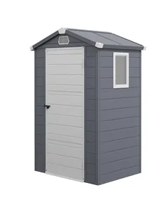 Outsunny 4.4ft x 3.3ft size Aluminium Frame and Plastic Wall Shed, with Foundation - Grey