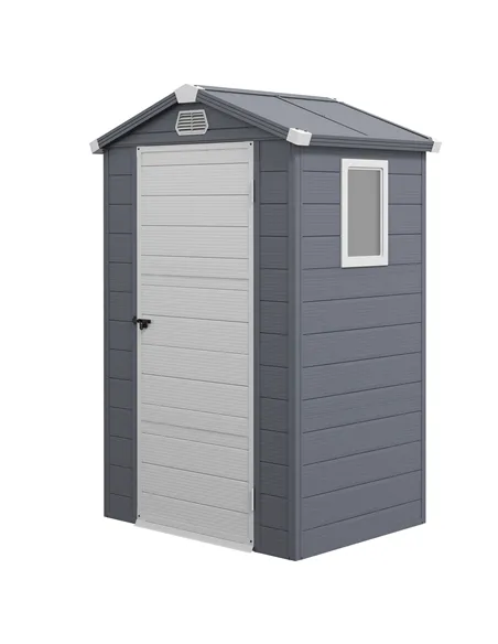 Outsunny 4.4ft x 3.3ft size Aluminium Frame and Plastic Wall Shed, with Foundation - Grey