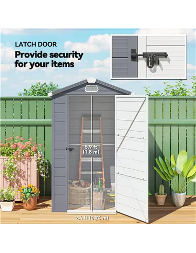 Outsunny 4.4ft x 3.3ft size Aluminium Frame and Plastic Wall Shed, with Foundation - Grey