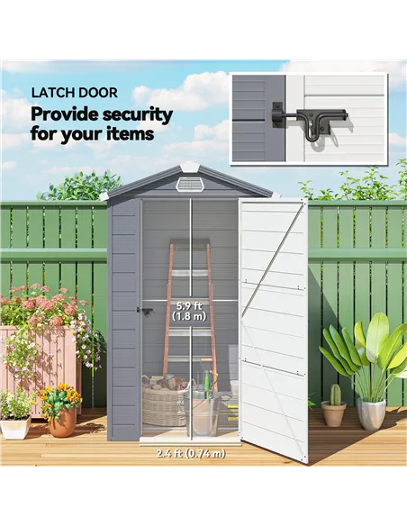 Outsunny 4.4ft x 3.3ft size Aluminium Frame and Plastic Wall Shed, with Foundation - Grey