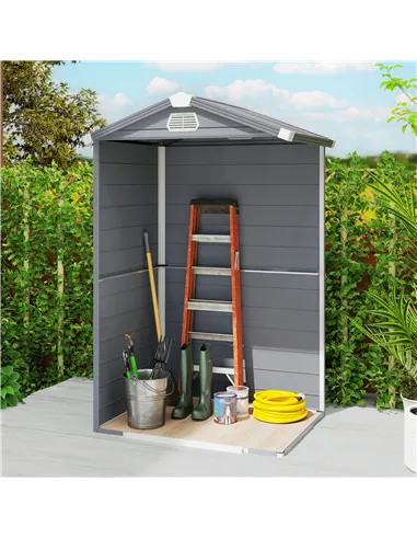 Outsunny 4.4ft x 3.3ft size Aluminium Frame and Plastic Wall Shed, with Foundation - Grey