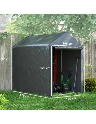 Outsunny 179 x 120cm Temporary Garden Shed, with Accessories - Dark Grey