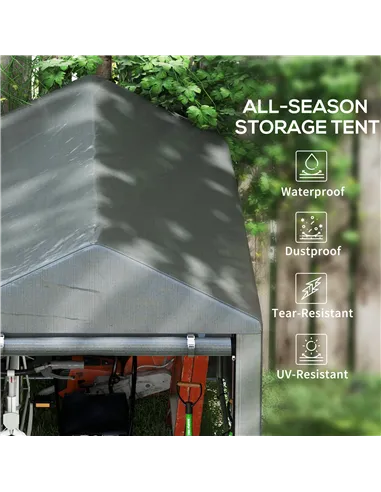 Outsunny 179 x 120cm Temporary Garden Shed, with Accessories - Dark Grey