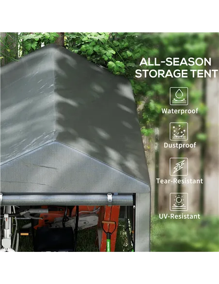 Outsunny 179 x 120cm Temporary Garden Shed, with Accessories - Dark Grey