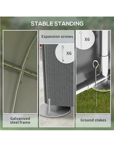 Outsunny 179 x 120cm Temporary Garden Shed, with Accessories - Dark Grey