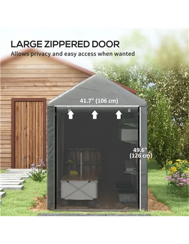 Outsunny 179 x 120cm Temporary Garden Shed, with Accessories - Dark Grey