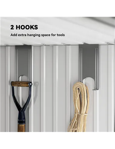 Outsunny 6.5 x 4FT Galvanised Metal Shed with Foundation Kit, Lockable Tool Garden Shed with Double Sliding Doors, Vents, Light 