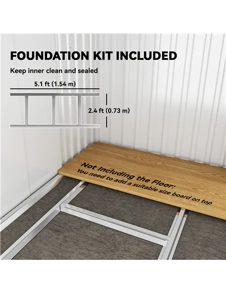Outsunny 6.5 x 4FT Galvanised Metal Shed with Foundation Kit, Lockable Tool Garden Shed with Double Sliding Doors, Vents, Light 