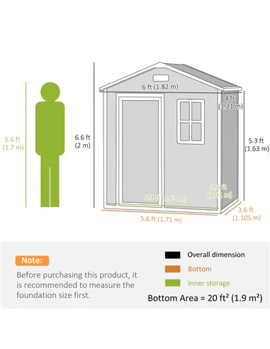 Outsunny 6 x 4ft Garden Shed, Plastic Shed with Floor, Window, Lockable Door and Vents, Wood Effect Resin Tool Shed for Outdoor,