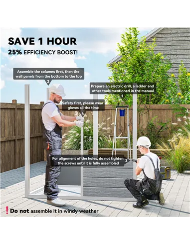 Outsunny 6 x 4ft Garden Shed, Plastic Shed with Floor, Window, Lockable Door and Vents, Wood Effect Resin Tool Shed for Outdoor,