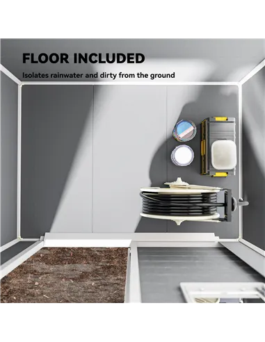 Outsunny 6 x 4ft Garden Shed, Plastic Shed with Floor, Window, Lockable Door and Vents, Wood Effect Resin Tool Shed for Outdoor,