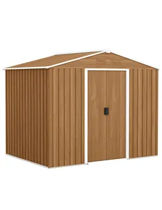 Outsunny 8 x 6ft Galvanised Steel Shed, with Double Door - Brown