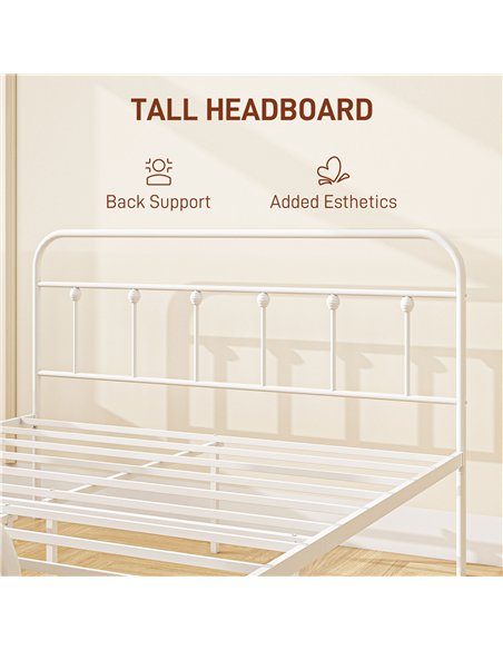 HOMCOM King Size Minimalistic Metal Bed Frame - White