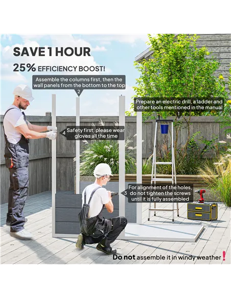 Outsunny 4 x 6ft Garden Shed, Plastic Shed with Floor, Window, Lockable Door and Vents, Resin Tool Shed for Outdoor Patio Storag