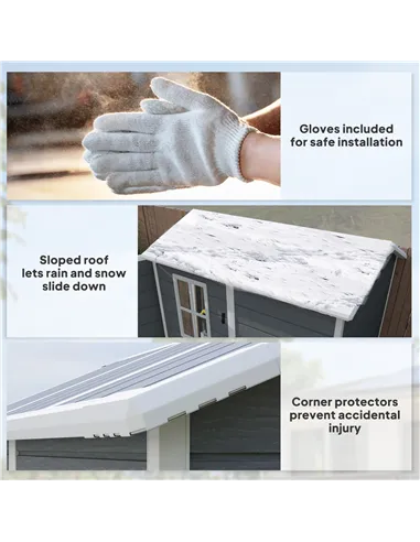 Outsunny 4 x 6ft Garden Shed, Plastic Shed with Floor, Window, Lockable Door and Vents, Resin Tool Shed for Outdoor Patio Storag