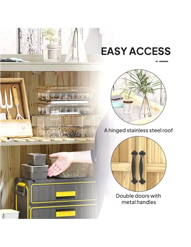 Outsunny 43 x 74cm Fir Wood Shed, with Metal Worktop - Natural Finish