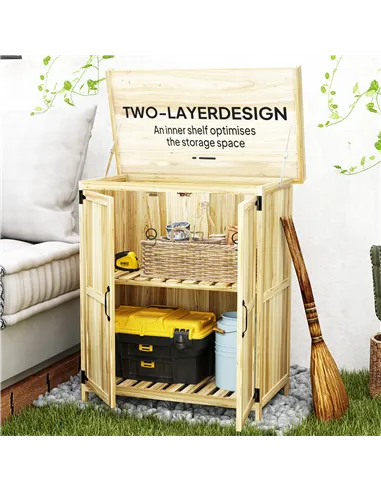 Outsunny 43 x 74cm Fir Wood Shed, with Metal Worktop - Natural Finish