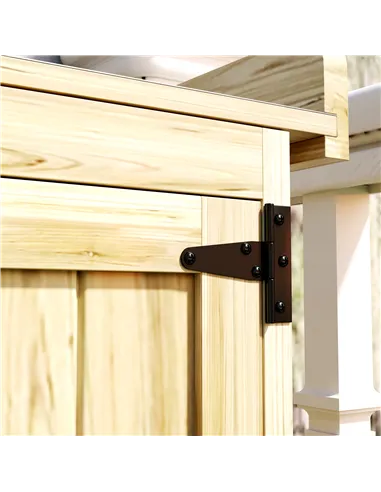 Outsunny 43 x 74cm Fir Wood Shed, with Metal Worktop - Natural Finish