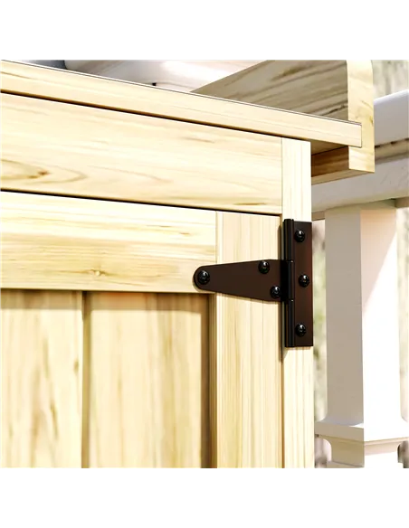 Outsunny 43 x 74cm Fir Wood Shed, with Metal Worktop - Natural Finish