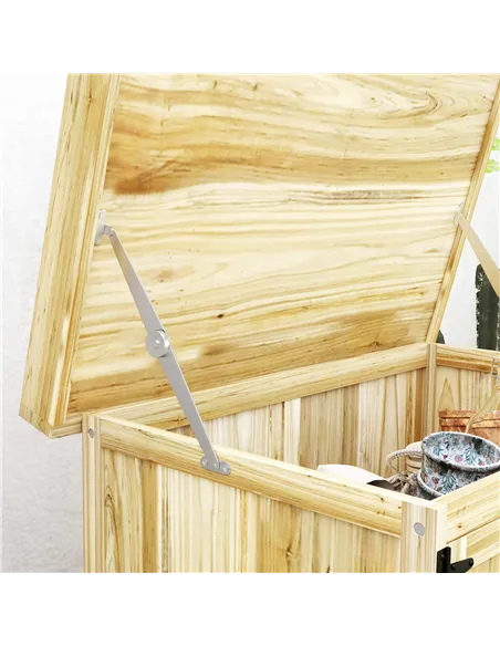 Outsunny 43 x 74cm Fir Wood Shed, with Metal Worktop - Natural Finish