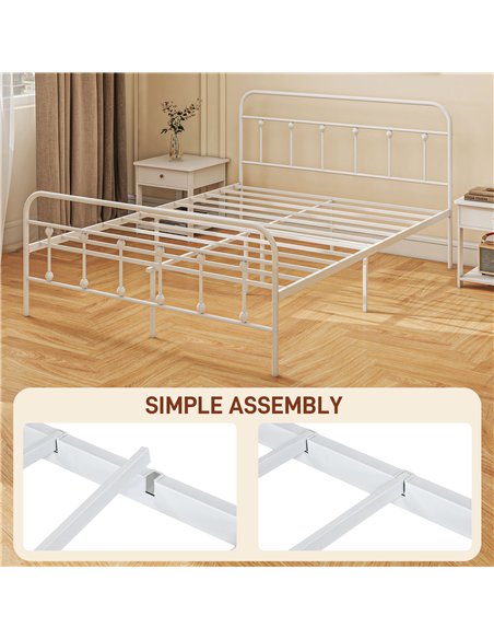HOMCOM King Size Minimalistic Metal Bed Frame - White