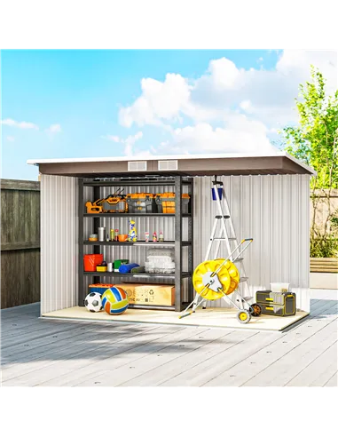 Outsunny 4 x 9ft Metal Shed, with Foundation Shed - Brown