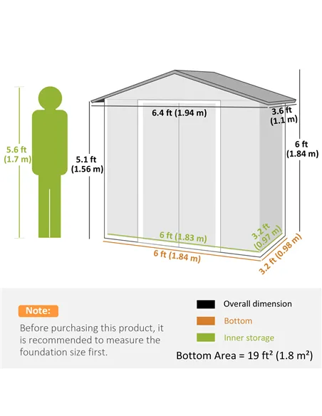 Outsunny 6.5 x 3.5ft Metal Garden Storage Shed - Brown Wood Effect
