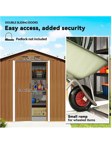 Outsunny 6.5 x 3.5ft Metal Garden Storage Shed - Brown Wood Effect