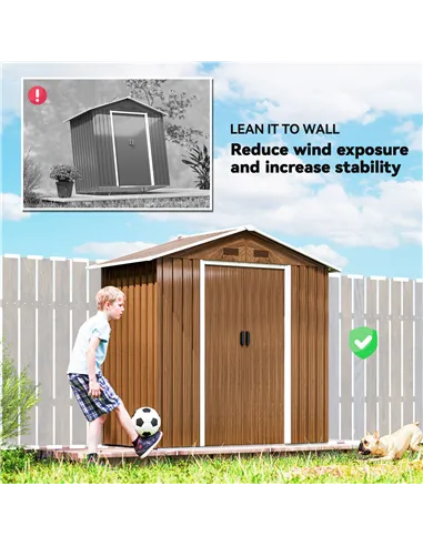 Outsunny 6.5 x 3.5ft Metal Garden Storage Shed - Brown Wood Effect