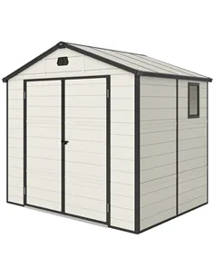 Outsunny 7.9ft x 6.2ft Aluminium Frame and Plastic Wall Shed, with Foundation - Cream White