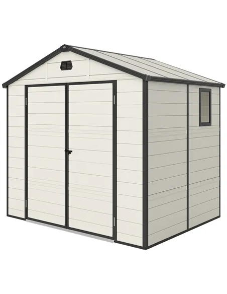 Outsunny 7.9ft x 6.2ft Aluminium Frame and Plastic Wall Shed, with Foundation - Cream White