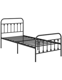 HOMCOM Single Minimalistic Metal Bed Frame - Black