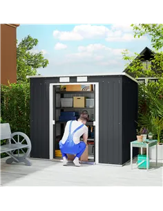 Outsunny 7 x 4ft Galvanised Steel Garden Shed, with Foundation Kit - Dark Grey 2