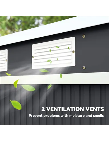 Outsunny 7 x 4ft Galvanised Steel Garden Shed, with Foundation Kit - Dark Grey