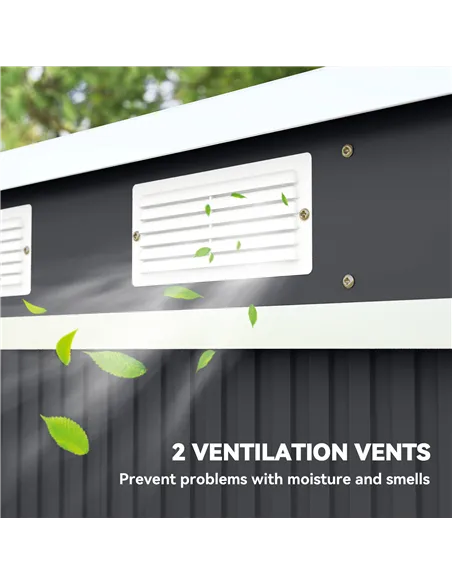 Outsunny 7 x 4ft Galvanised Steel Garden Shed, with Foundation Kit - Dark Grey