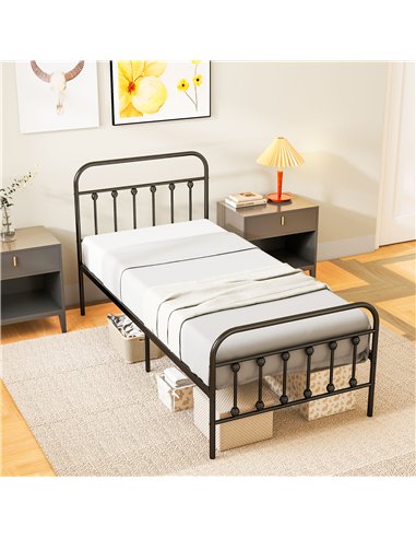 HOMCOM Single Minimalistic Metal Bed Frame - Black