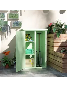 Outsunny Wooden Small Shed, Garden Storage Shed with Shelves and Bolt Latch, 75L x 56W x115H cm, Green 2
