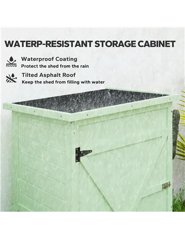 Outsunny Wooden Small Shed, Garden Storage Shed with Shelves and Bolt Latch, 75L x 56W x115H cm, Green