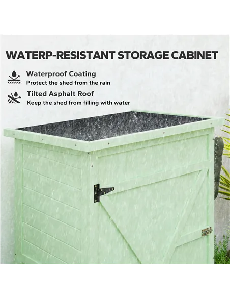 Outsunny Wooden Small Shed, Garden Storage Shed with Shelves and Bolt Latch, 75L x 56W x115H cm, Green