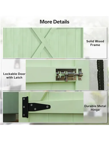 Outsunny Wooden Small Shed, Garden Storage Shed with Shelves and Bolt Latch, 75L x 56W x115H cm, Green