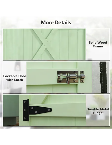 Outsunny Wooden Small Shed, Garden Storage Shed with Shelves and Bolt Latch, 75L x 56W x115H cm, Green