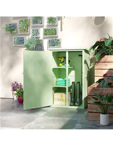 Outsunny Wooden Small Shed, Garden Storage Shed with Shelves and Bolt Latch, 75L x 56W x115H cm, Green
