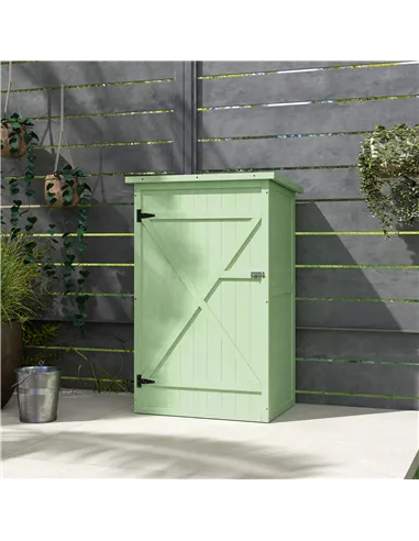 Outsunny Wooden Small Shed, Garden Storage Shed with Shelves and Bolt Latch, 75L x 56W x115H cm, Green