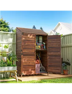 Outsunny 103.5 x 59 cm Wooden Garden Shed - Brown 2